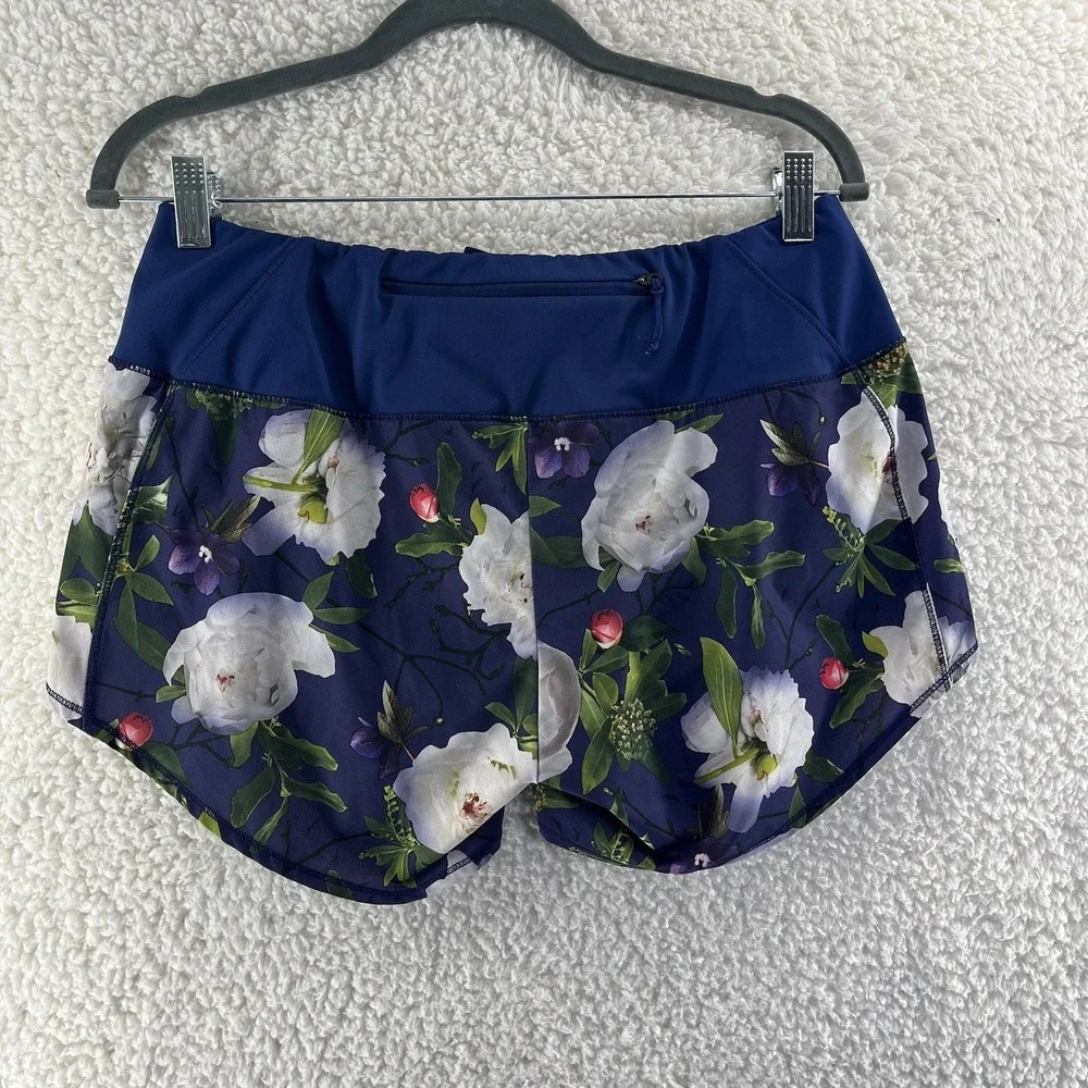 Oiselle Roga Shorts Women's Size 8 Blue Peony Casual Active Gym Workout Lined - Picture 10 of 10